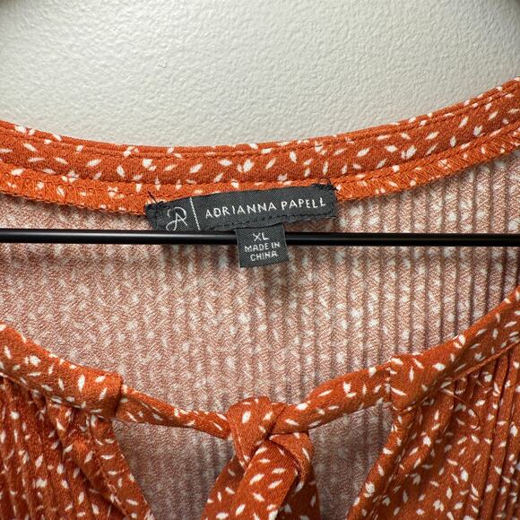 Adrianna Papell Women's Flutter Sleeve Tie Front Printed Blouse Size X-Large - Picture 4 of 6